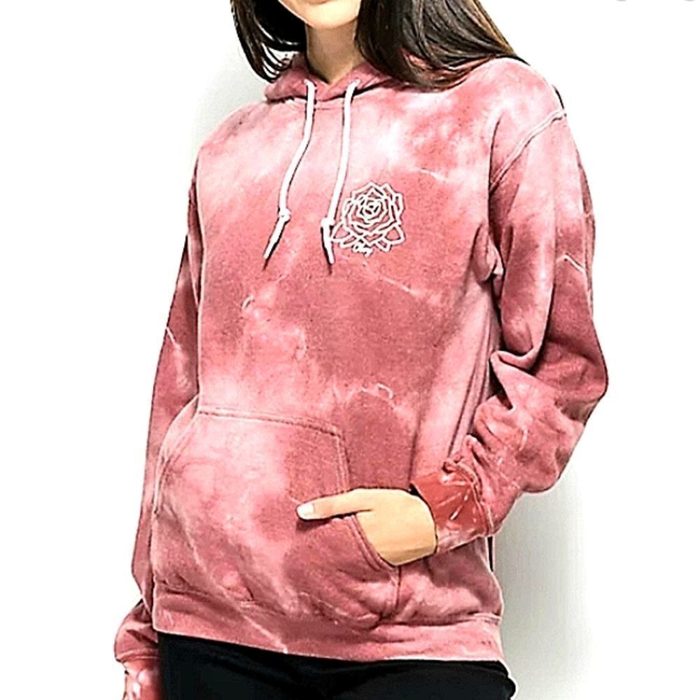 Obey Dusty Rose White Rose Logo Hooded Sweatshirt Size Small